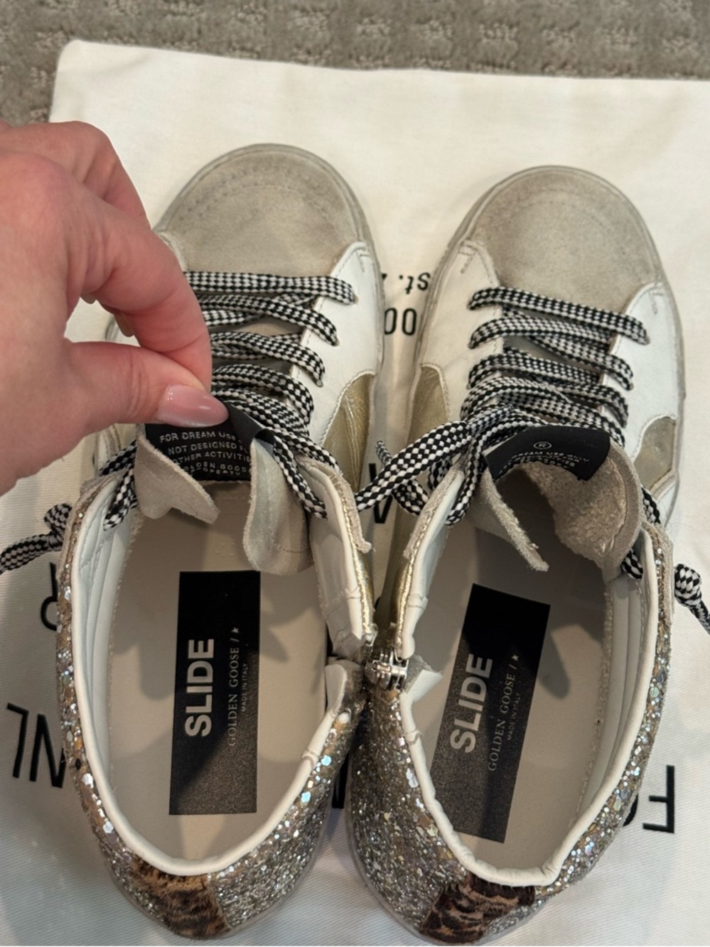 Golden Goose Slide Silver Glitter High-Top Sneakers Size 40/10 AUTHENTIC - Picture 7 of 14